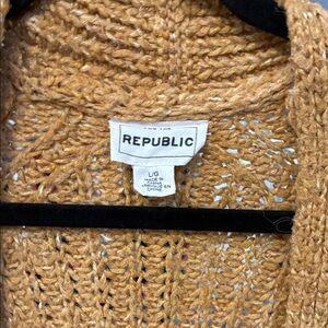 For The Republic Mustard Yellow Open-Knit Cardigan